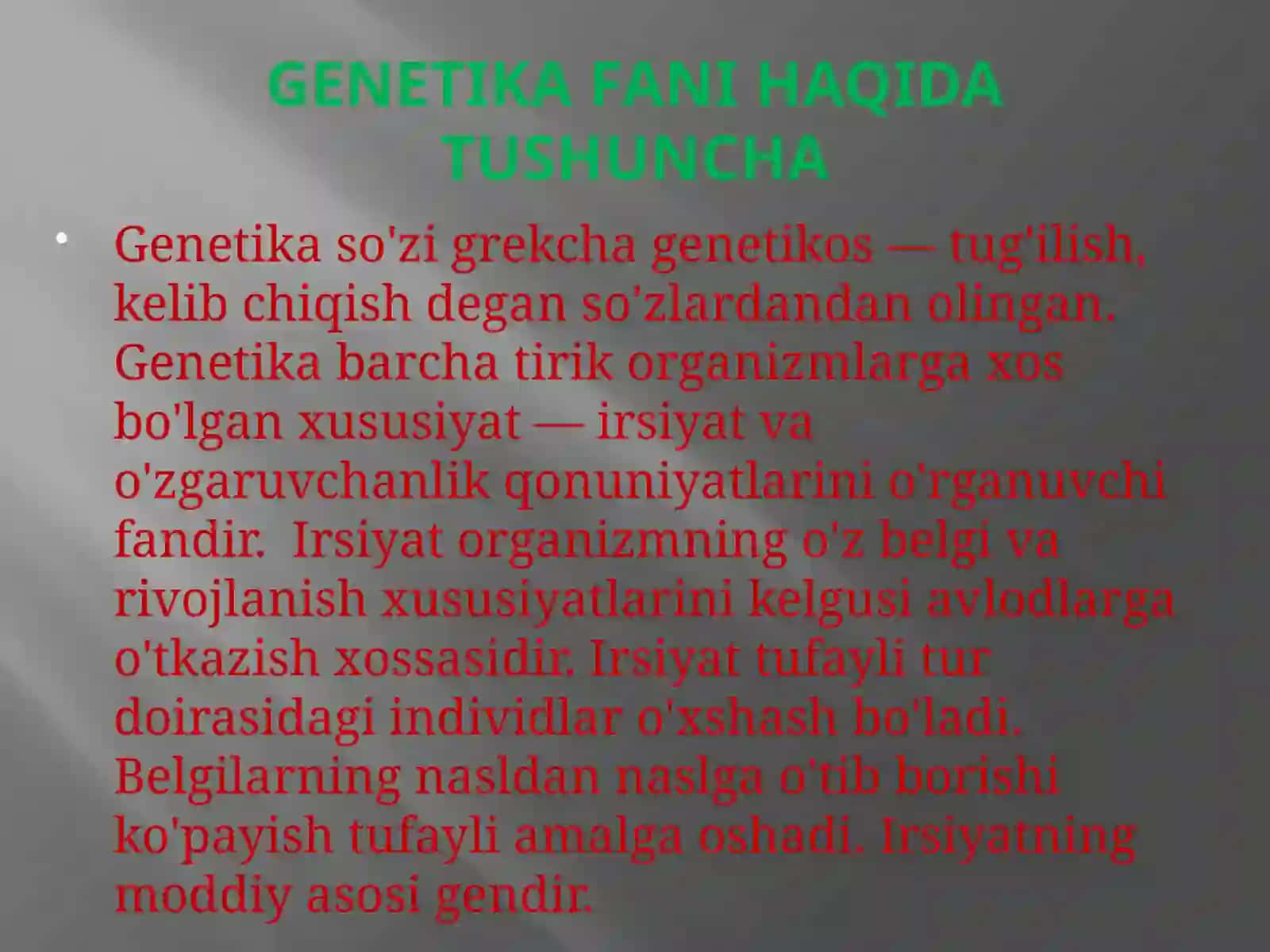 GENETIKA FANI HAQIDA TUSHUNCHA 2