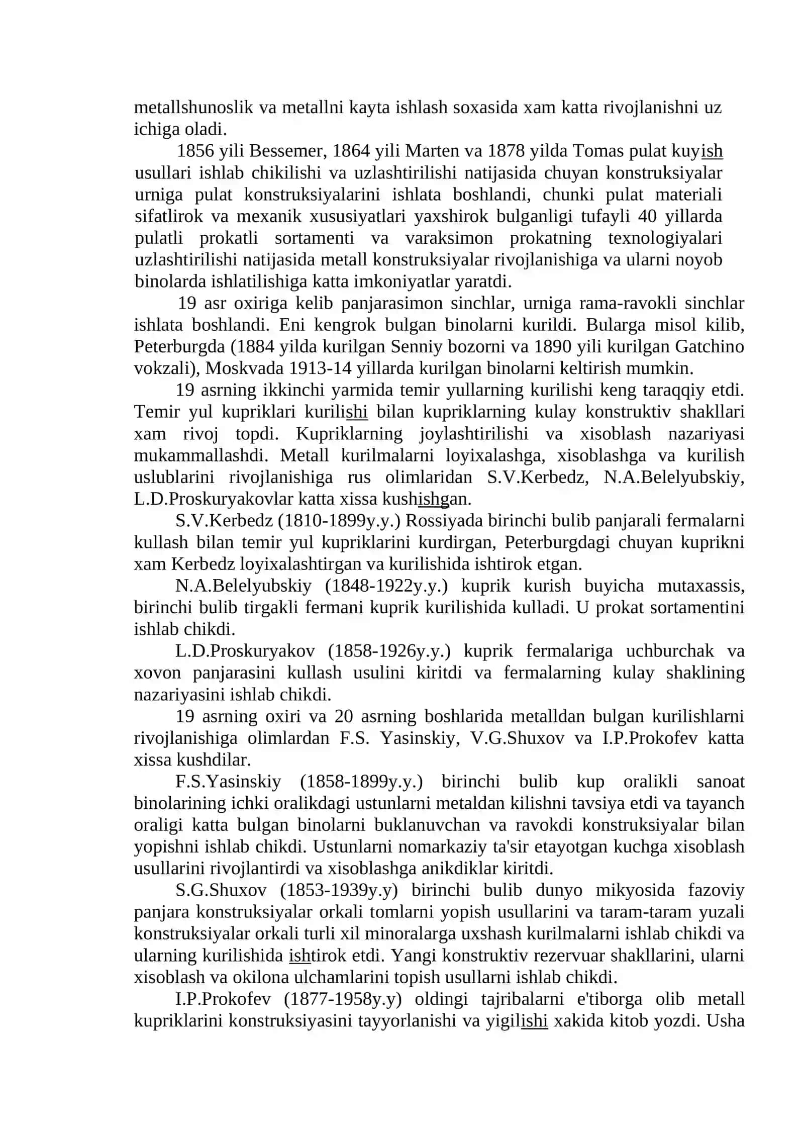 Metall konstruksiyalar xaqida umumiy ma'lumotlar 2