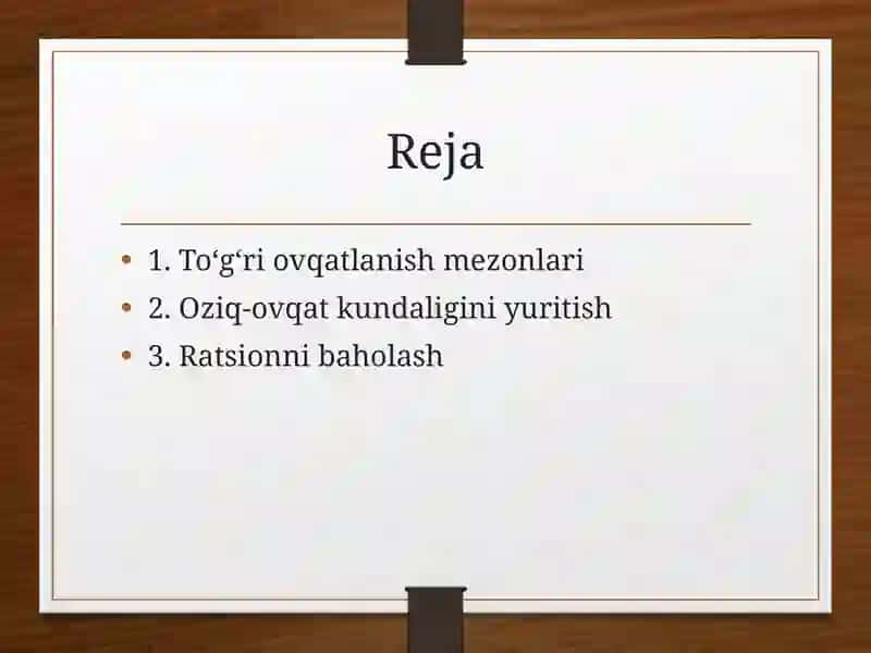 Ovqatlanisni gigienik baxolash 2