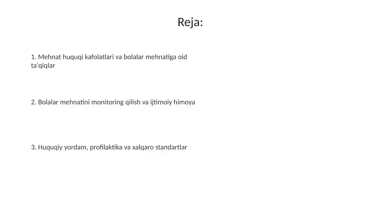 Bolaning mexnat qilish huquqlari kafolatlari 2