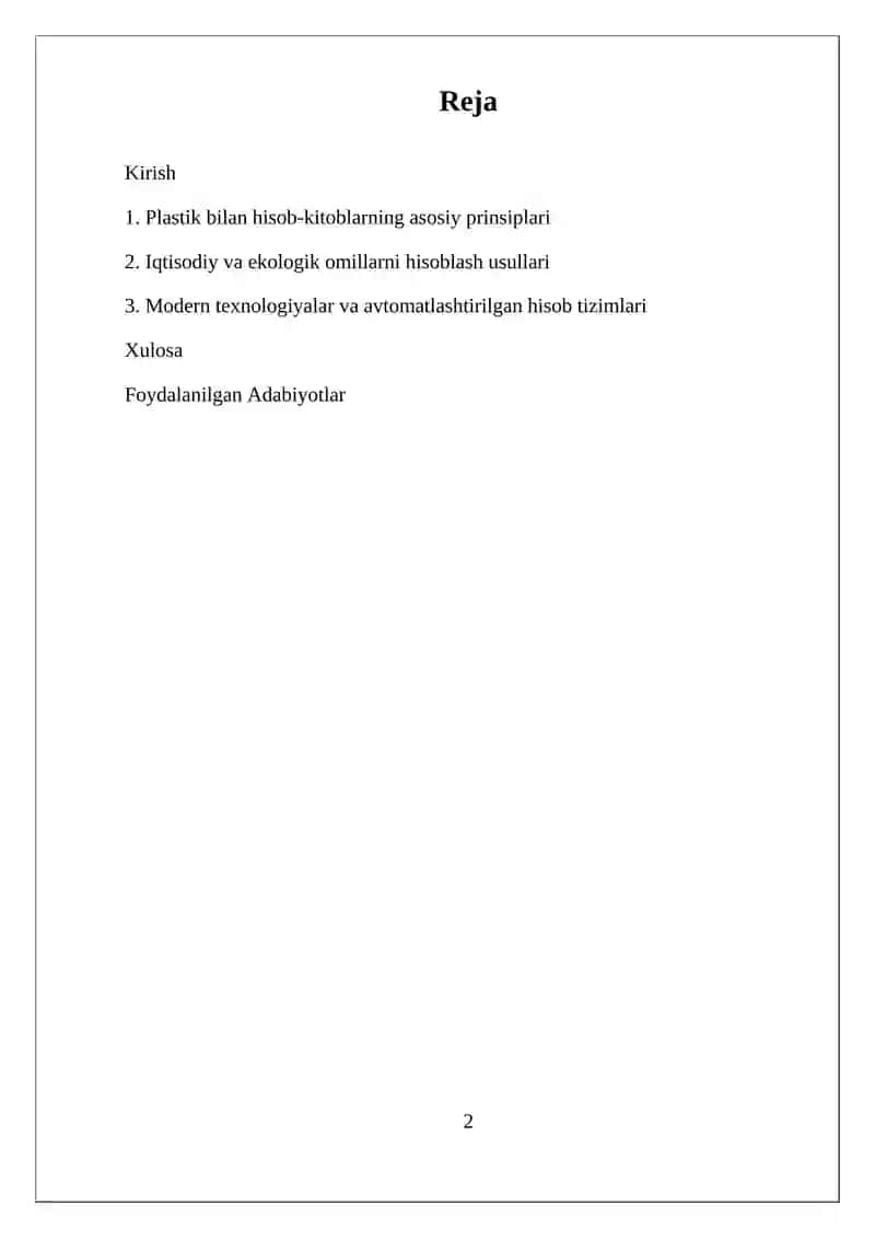 Plastik bilan hisob-kitoblarning asosiy prinsiplari 2