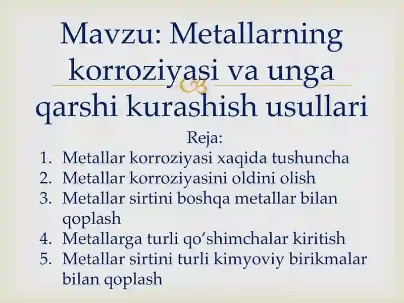 Metal korroziyasi va uning qarshilash usullari 2