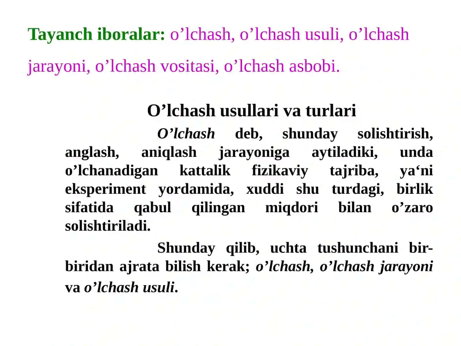 O’lchashusullarivavositalari 2