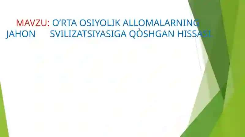 Safarova Maftuna's O'zbekiston tarixi fanidan taqdimot 2