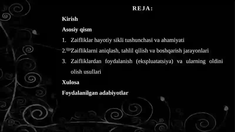 Zaifliklar hayotiy sikli aniqlashdan ekspluatatsiyagacha 2