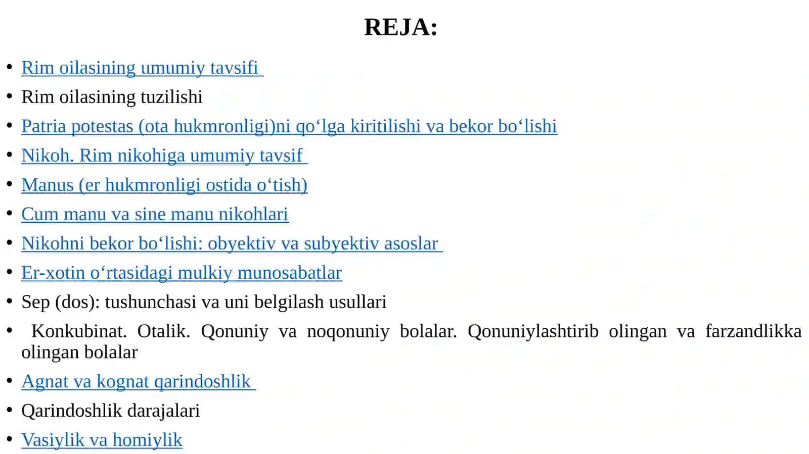 RIMHUQUQIDA OILAVIY-HUQUQIY MUNOSABATLAR 2