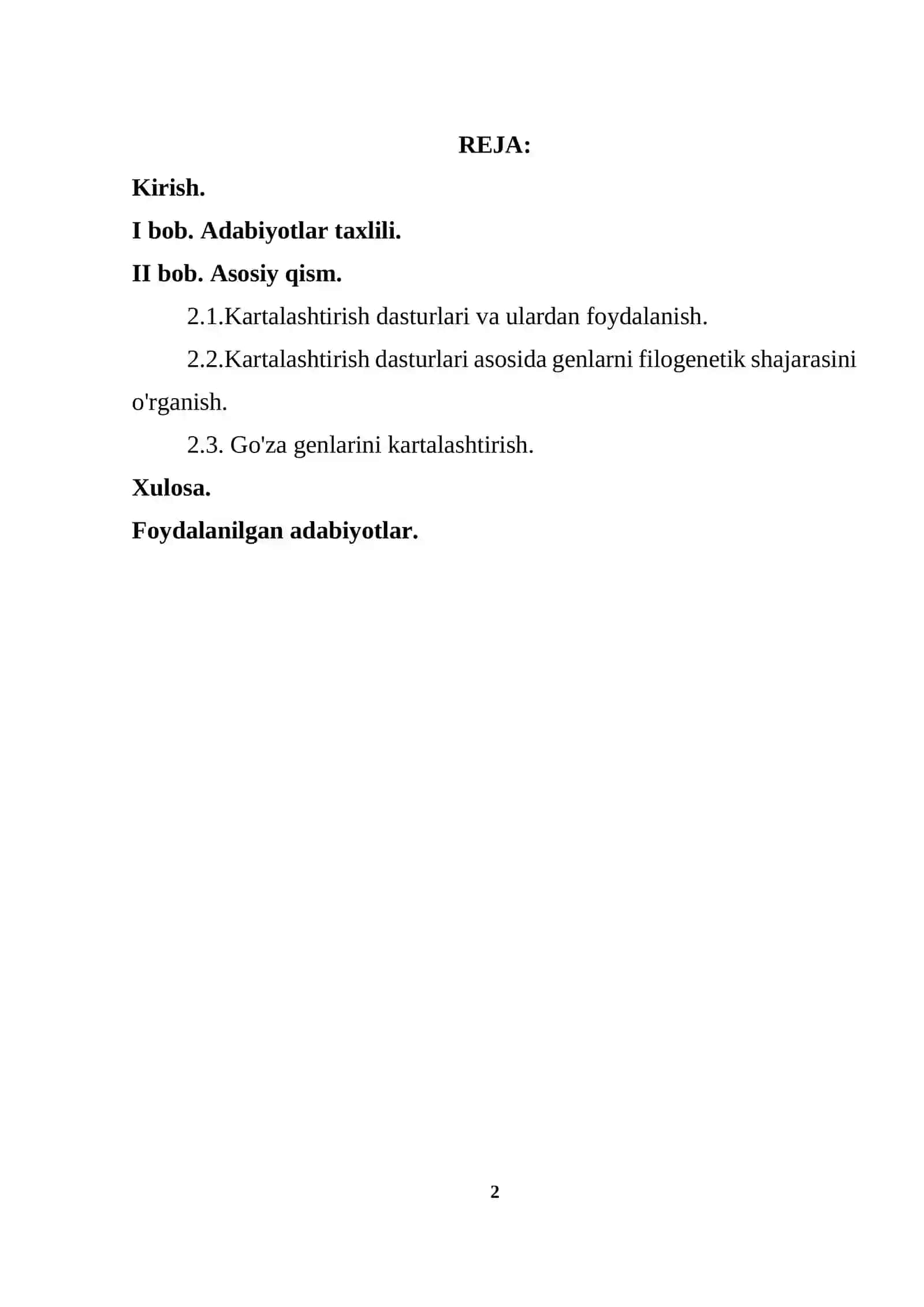 Kartalashtirish dasturlari, genlarning filogenetik shajaralarini o’rganish 2