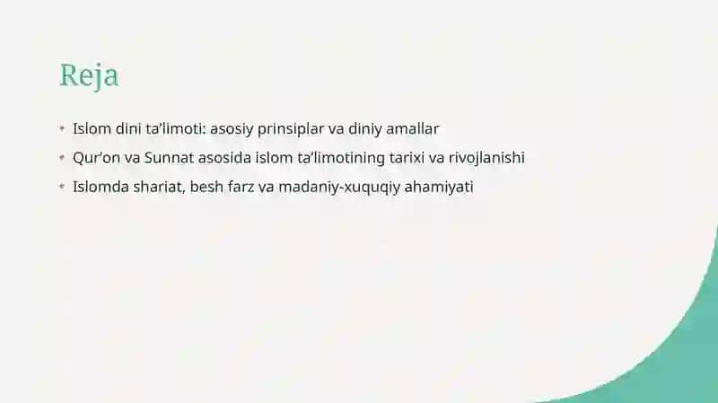 Islom dini taʼlimoti 2