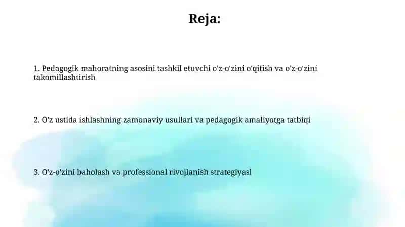 Innovatsion pedagogik texnologiyalarni o'zlashtirish 2