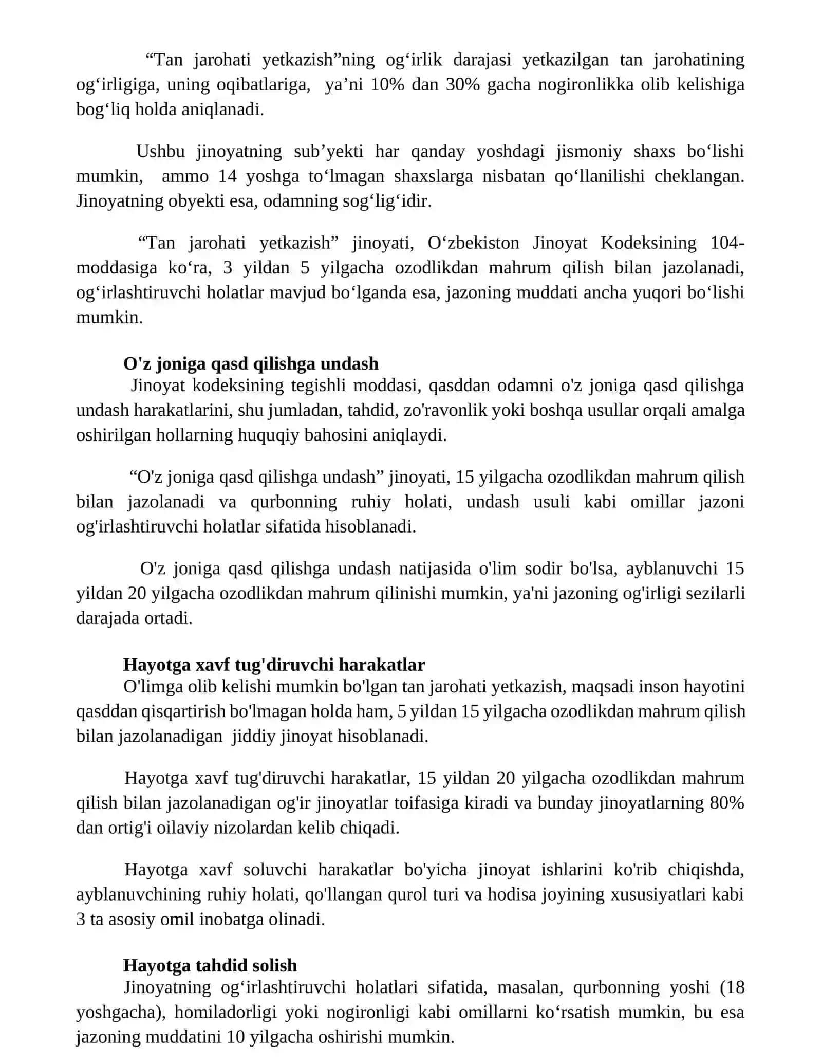 Xayotga qarshi jinoyatlarning umumiy tavsifi 2