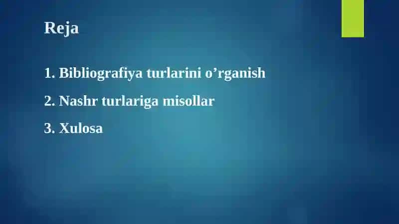 Umumiy bibliografiya fanidan Amaliy ish-3 2