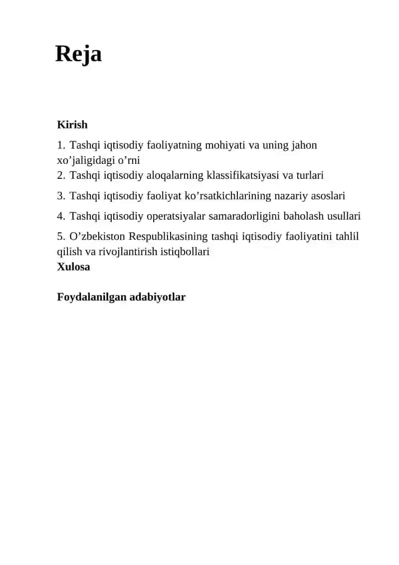 Tashqi iqtisodiy faoliyat 2