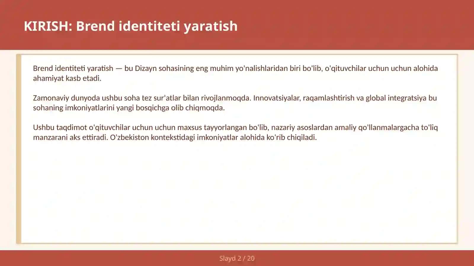 Brend identiteti yaratish 2