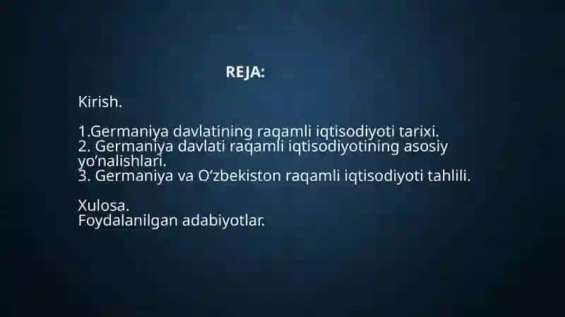 Germaniya va O'zbekiston raqamli iqtisodiyot itahlili 2