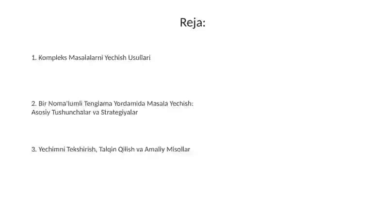 Kompleks Masalalarni Yechish Usullari 2