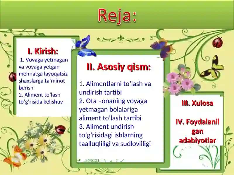 ALIMENT TO'LASH VA UNDIRISH TARTIBI 2