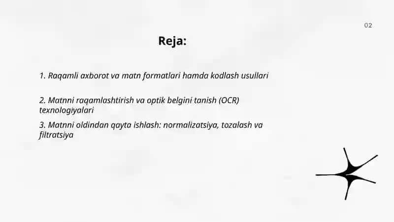 Raqamli axborot va matnni qayta ishlash texnologiyasi 2