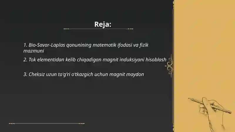 Bio-Savar-Laplas qonuni va magnit maydon nazariyasi 2