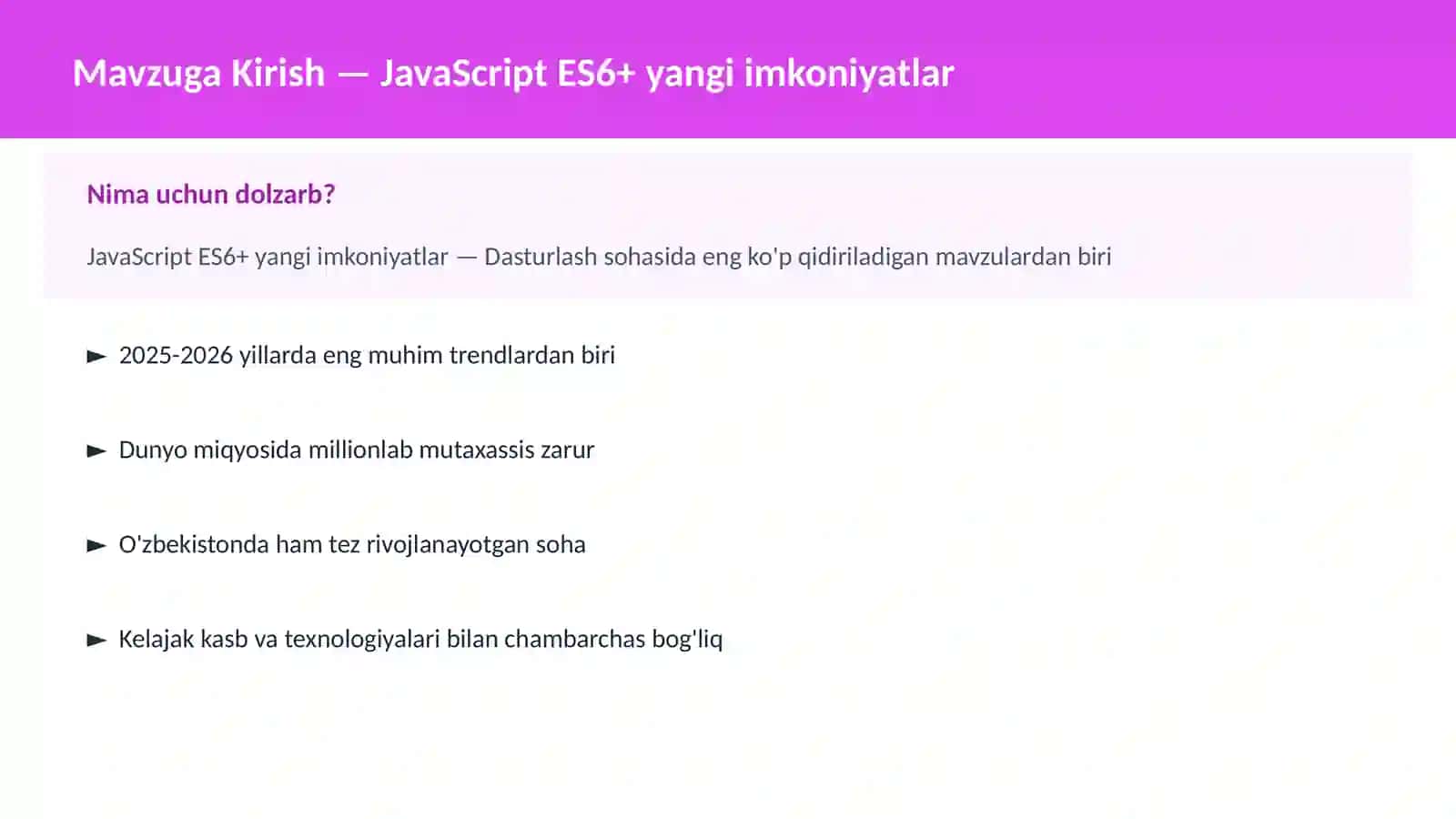 DASTURLASH | JAVASCRIPT VA WEB 2