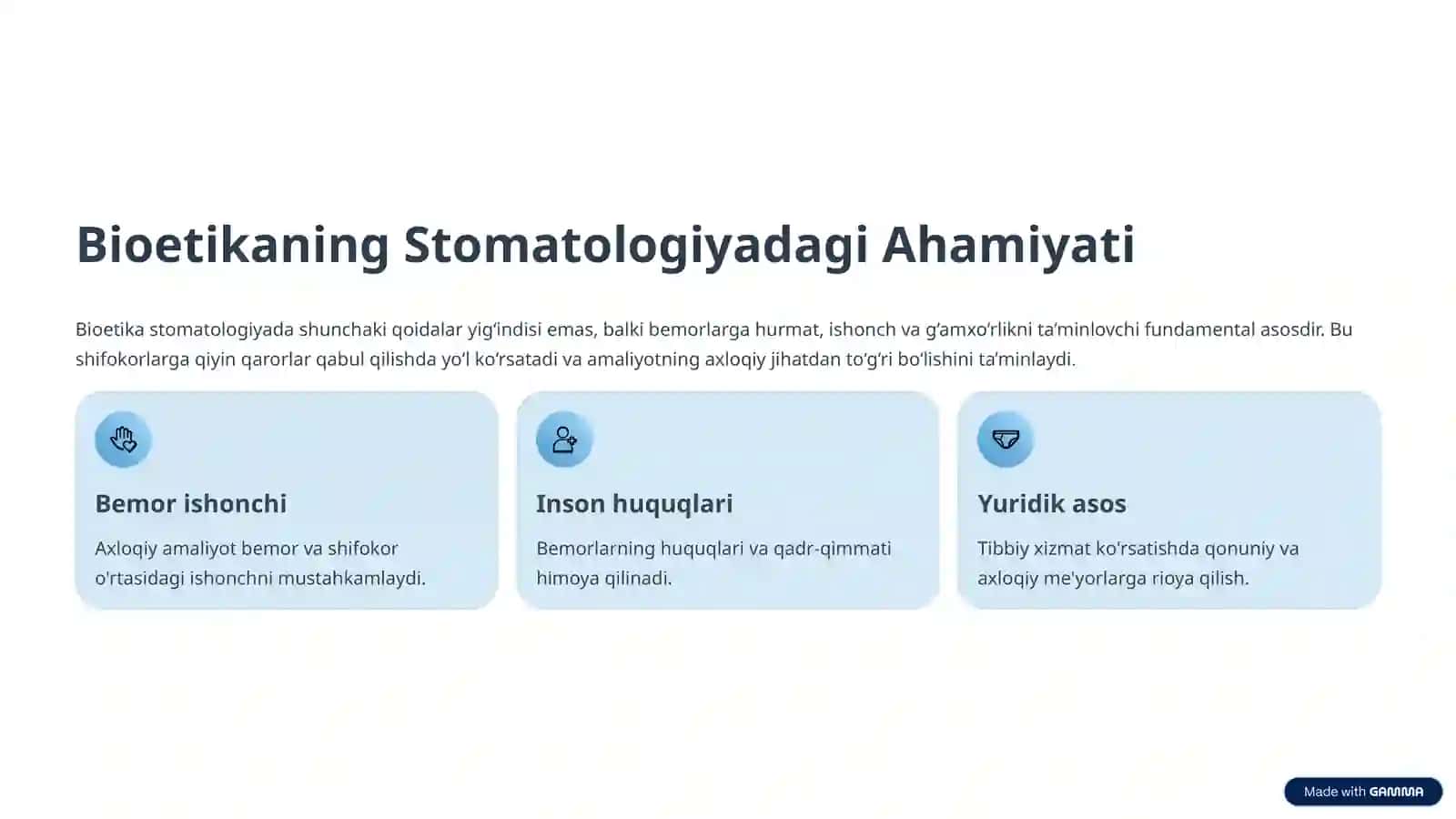 Stomatologiyada Bioetika: Asosiy Tamoyillar 2