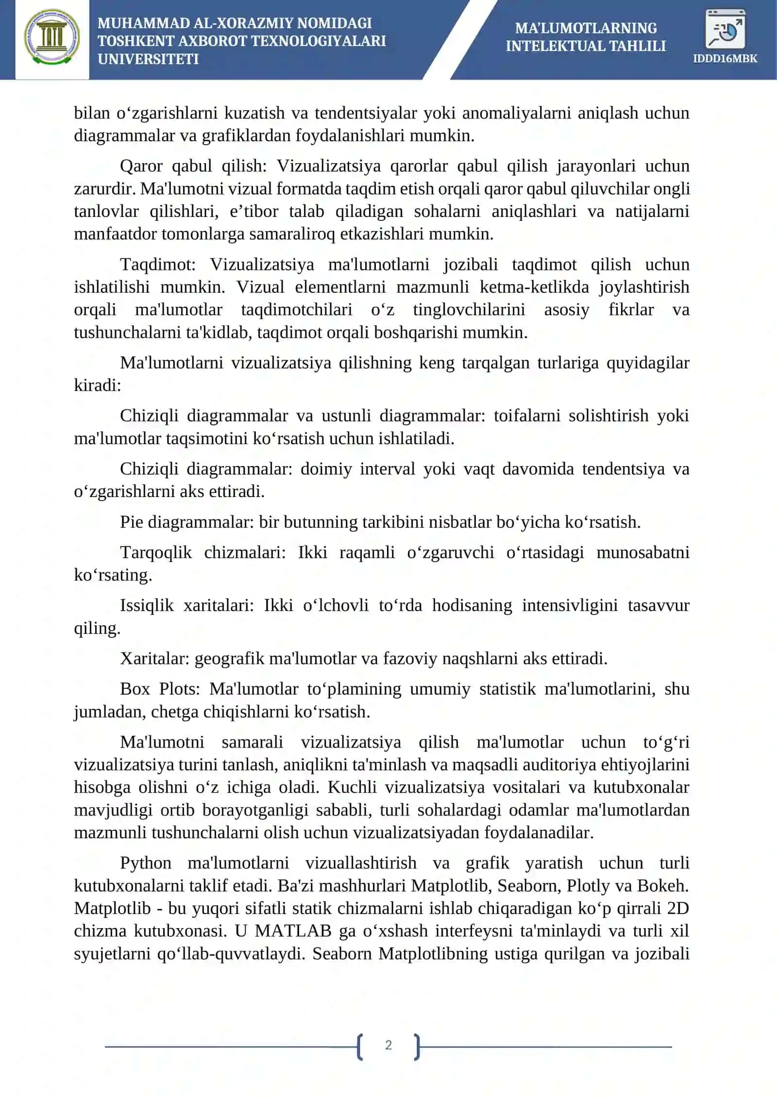 MA’LUMOTLARNING INTELEKTUAL TAHLILI 2