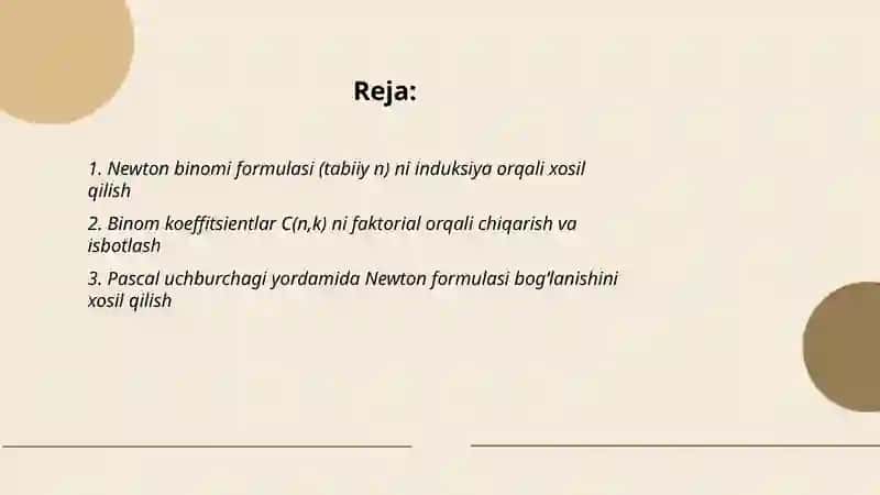Nyuton binomi formulalari 2