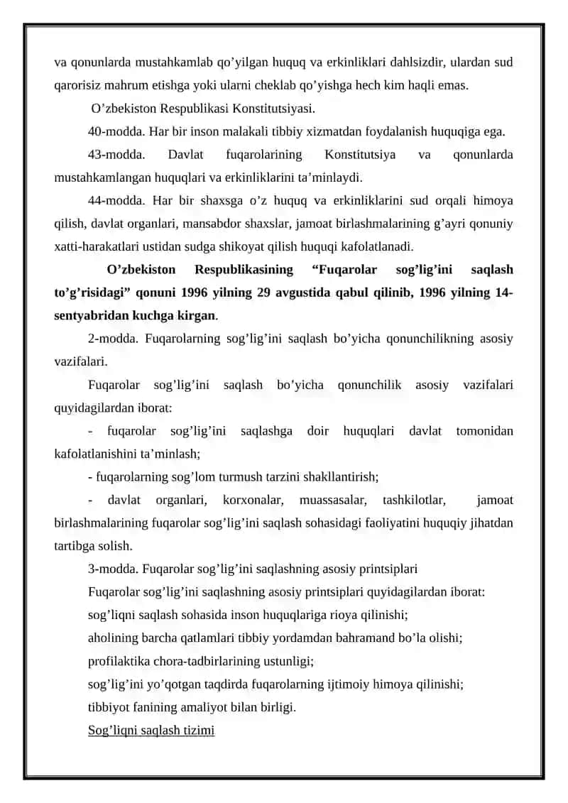 Tibbiyot huquqi 2