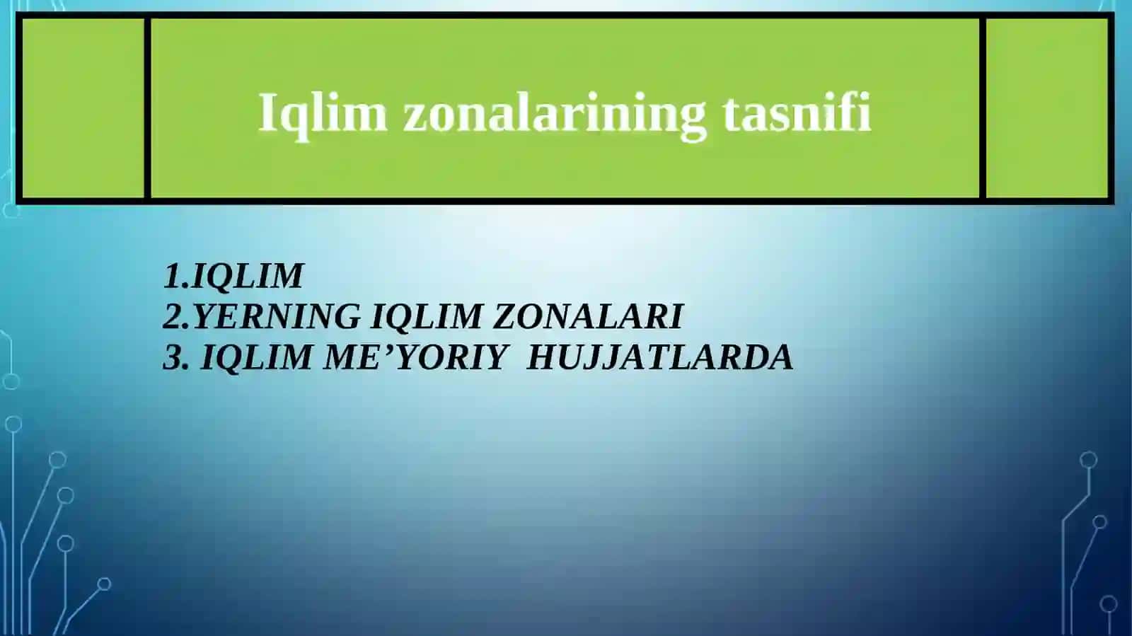 Qurlish tumaninig iqlimiy tasniflarini aniqlash 2