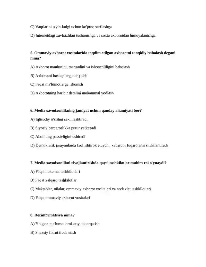 Media savodxonlikning ahamiyati 2