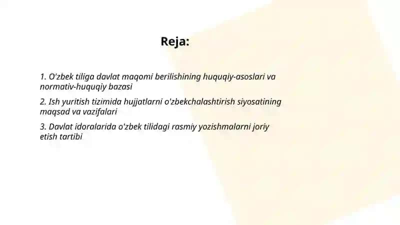 O'zbek tiliga davlat maqomi berilishining ish yuritish tizimi 2