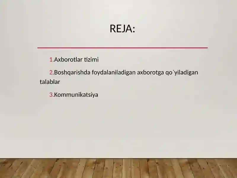 Menejment texnologiyasi.Boshqaruv jarayoni va funksiyalari 2