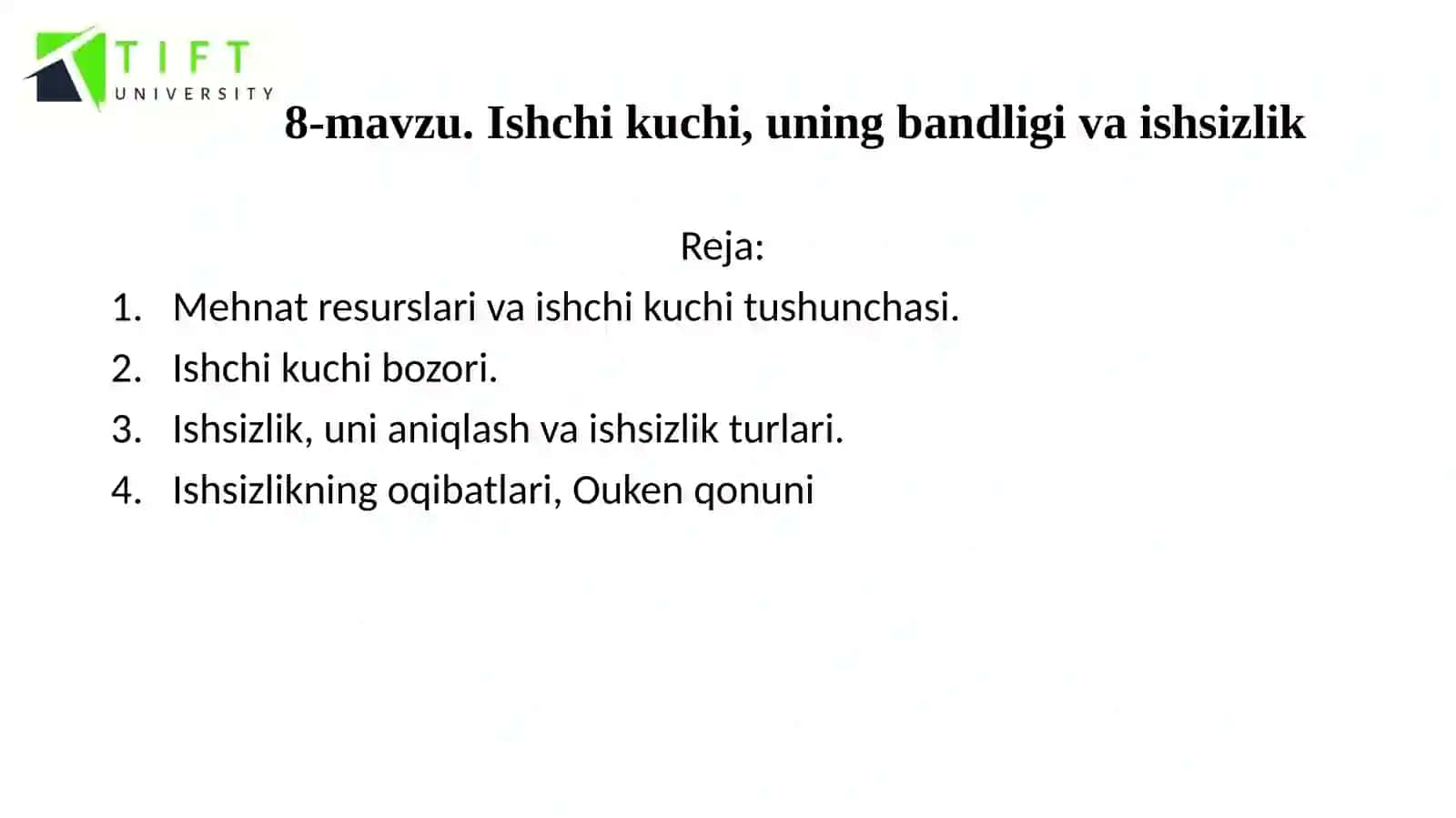 Ishchi kuchi, uning bandligi va ishsizlik 2