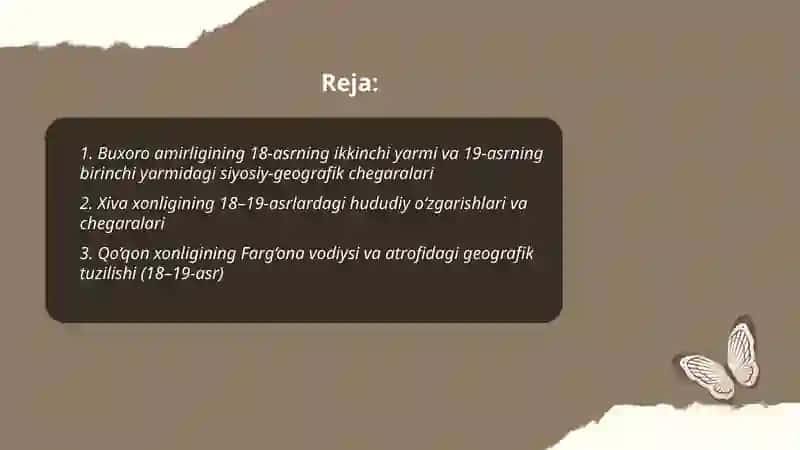 Buxoro amirligi xiva va qo‘qon xonliklar tarixiy geografiyasi 2