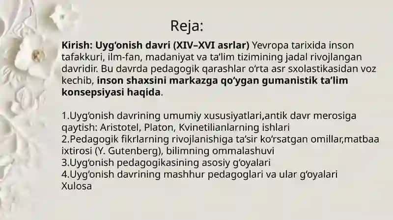 G'arb uyg'onish davrida pedagogik fikrlar taraqqiyoti 2