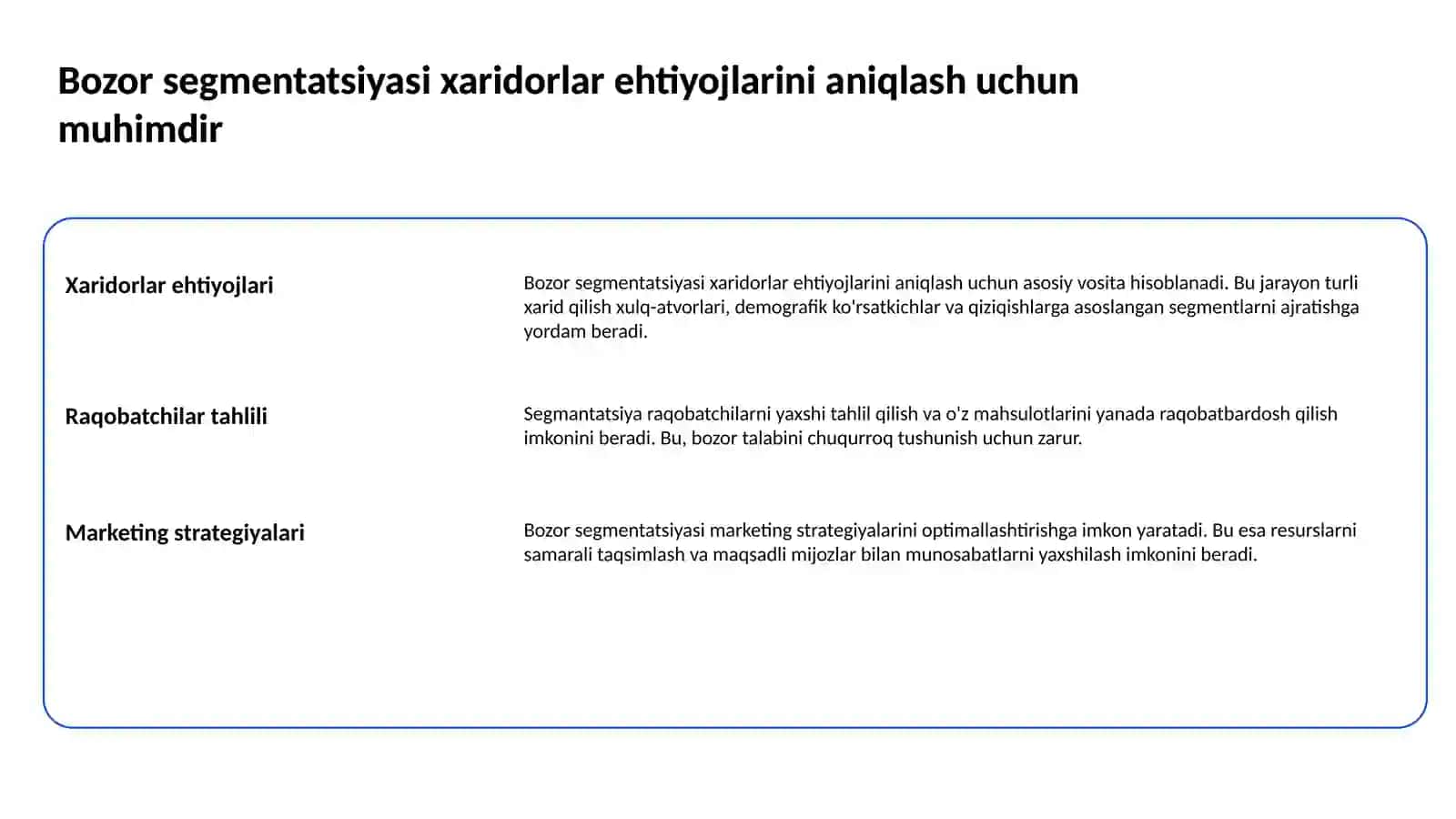 Bozor segmentatsiyasi va haridor turlari 2