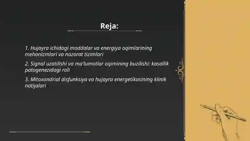 Hujayrada moddalar energiya va ma'lumotlar oqimi proliferatsiyasi muammolarining tibbiyotdagi roli 2