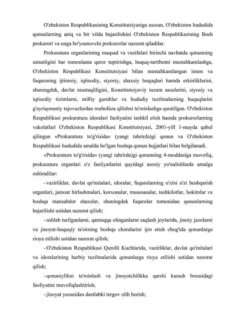Prokuratura organlarining huquqiy asoslari 2