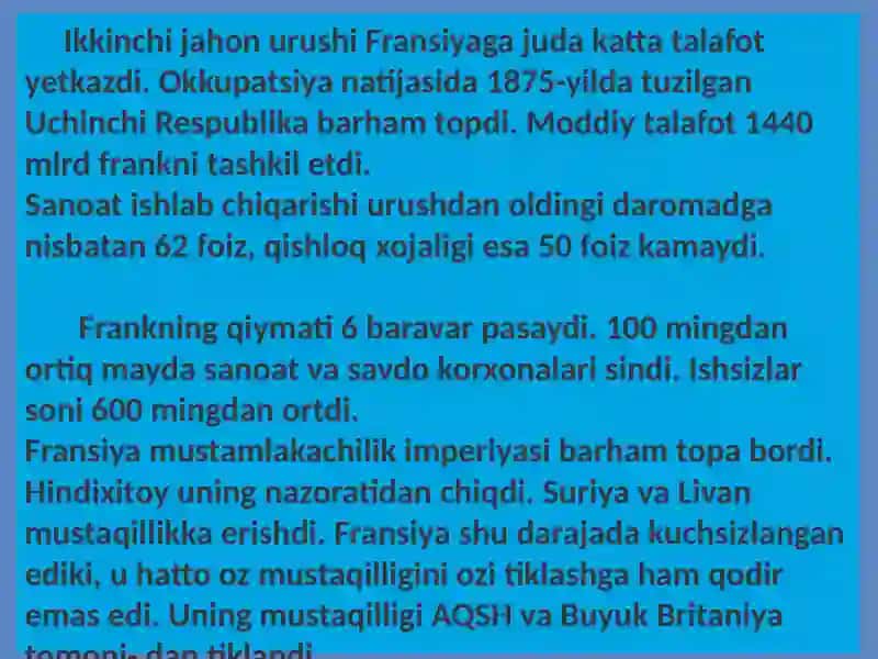 Fransiya ikkinchi jahon urushidan keyingi yillarda 2