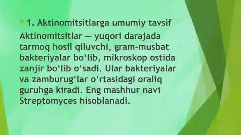 Aktinomitsitlarning sanoatda va qishloq xo’jaligida ahamiyati 2