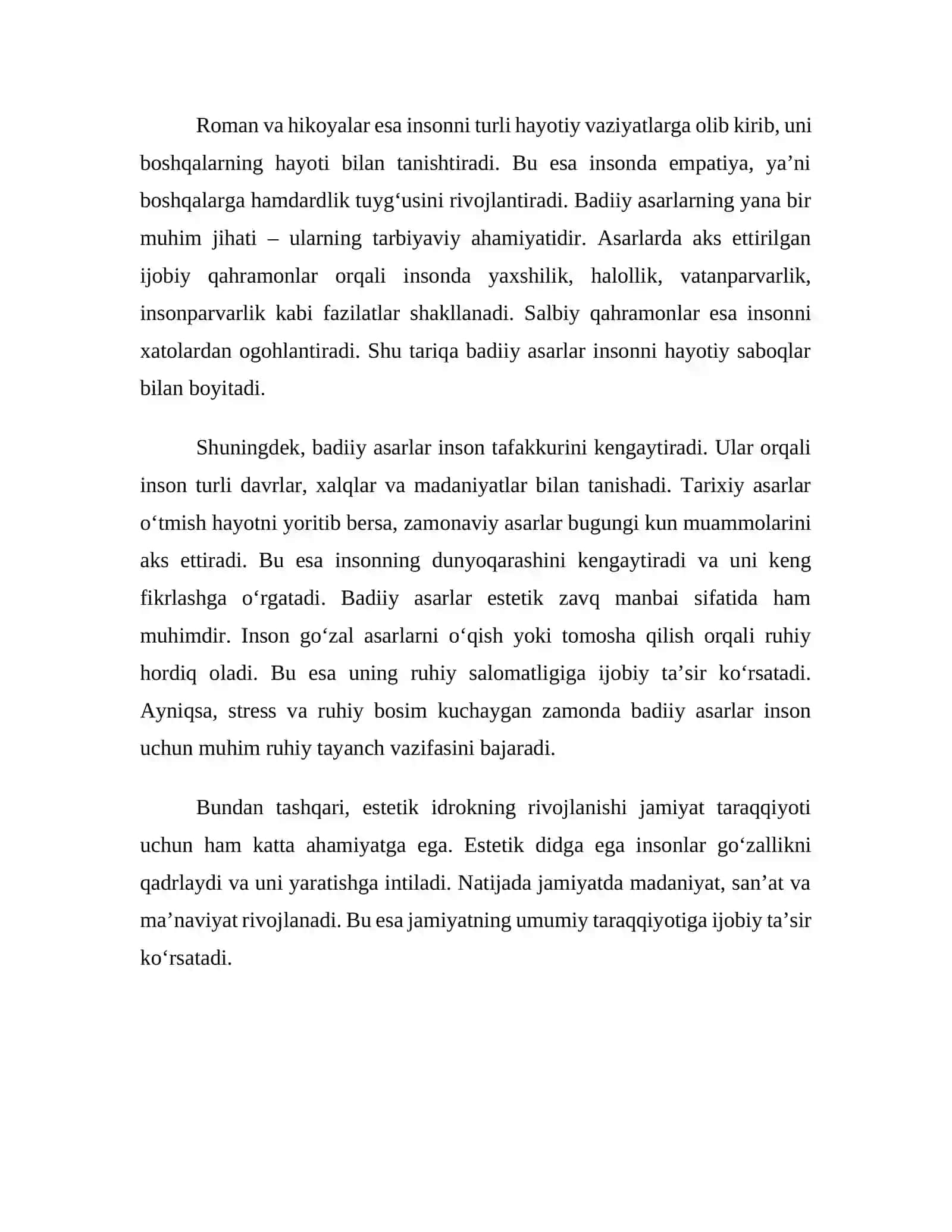 Dunyoni estetik idrok etishda badiiy asarlarning ahamiyati 2