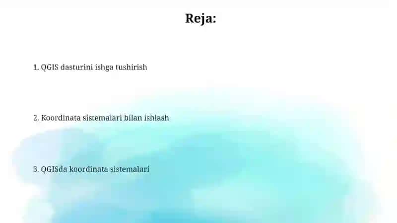 QGIS dasturini ishga tushirish 2