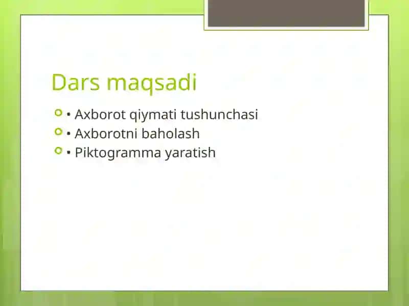 Axborotning qiymatini hisoblash 2