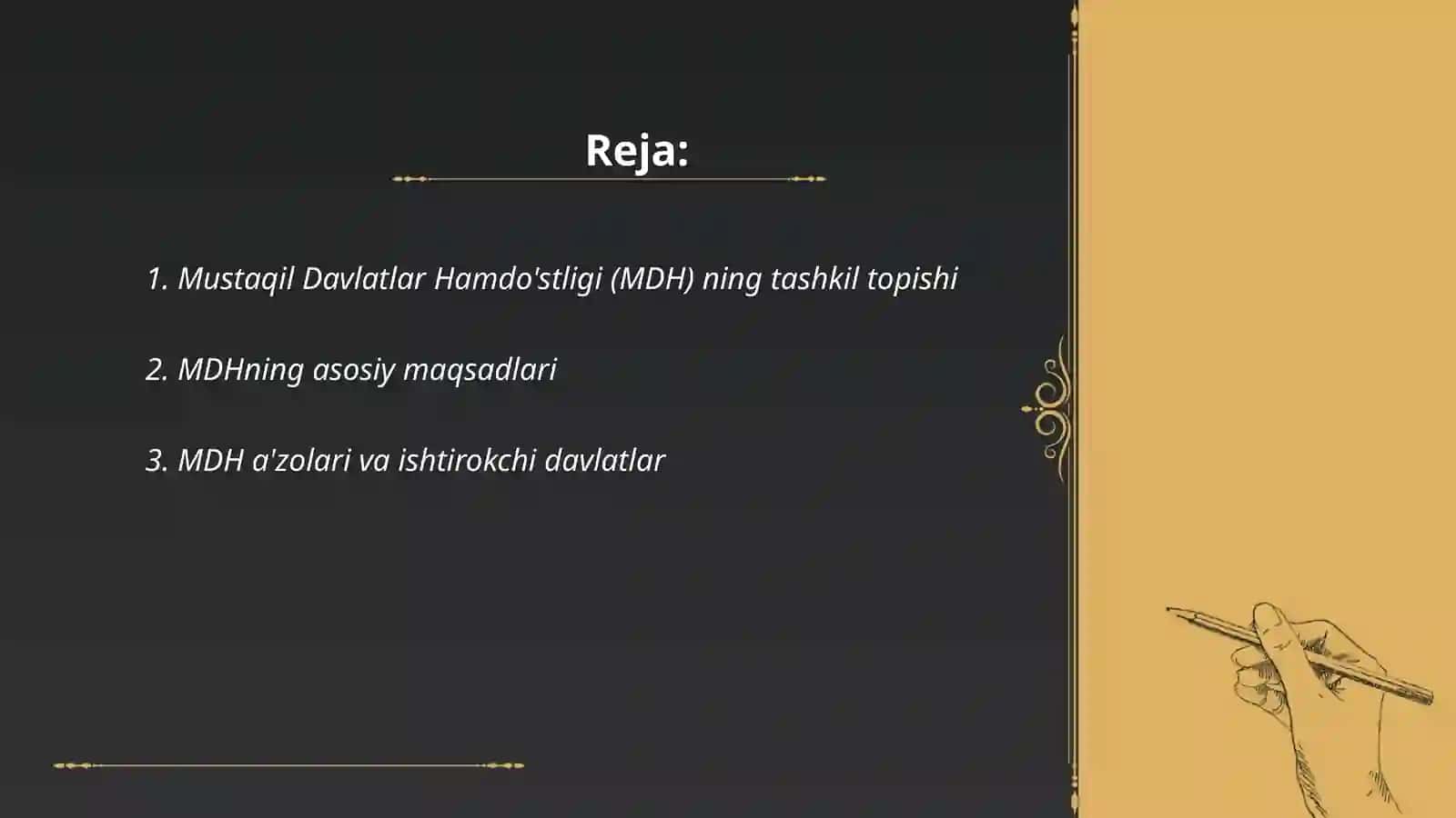 Mustaqil Davlatlar Hamdo'stligi (MDH) ning tashkil topishi 2