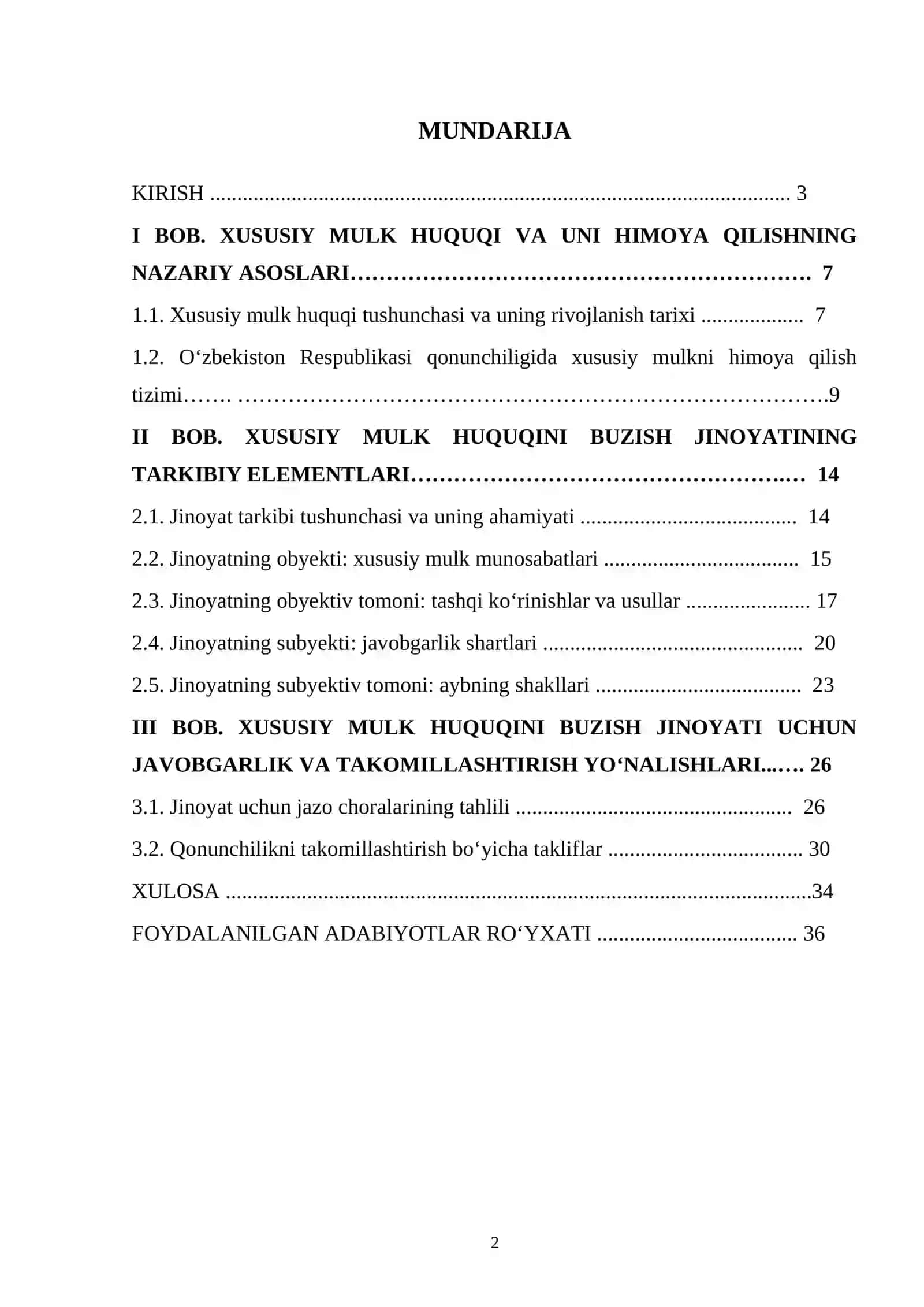 Xususiy mulk huquqini buzish jinoatining tarkibiy elementlari 2