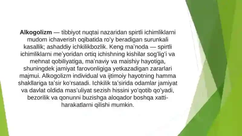 Alkogolizim va narkomaniya tibbiyiy ijtimoiy moammo sifatida 2