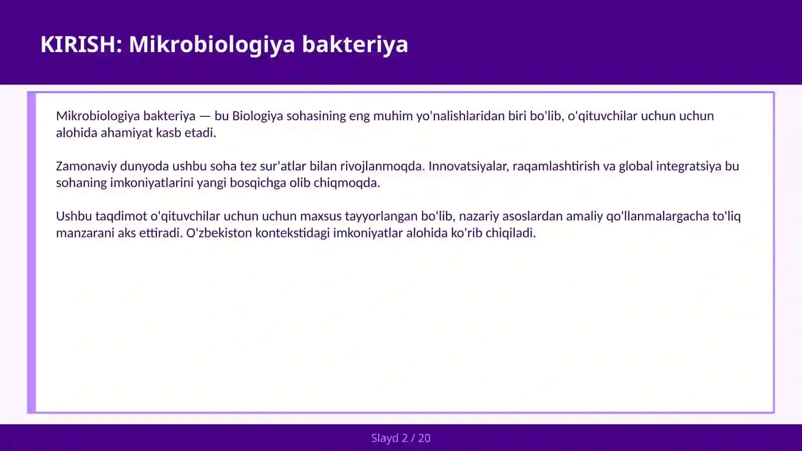 MIKROBIOLOGIYA BAKTERIYA 2