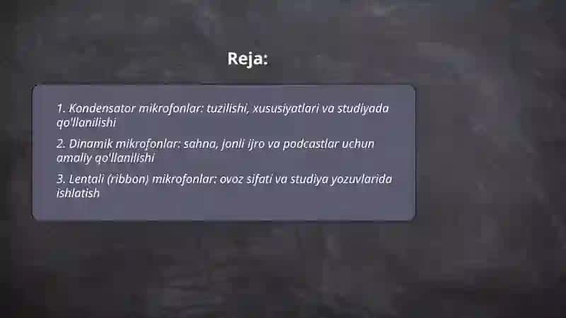 Kondensator mikrofonlar: tuzilishi 2