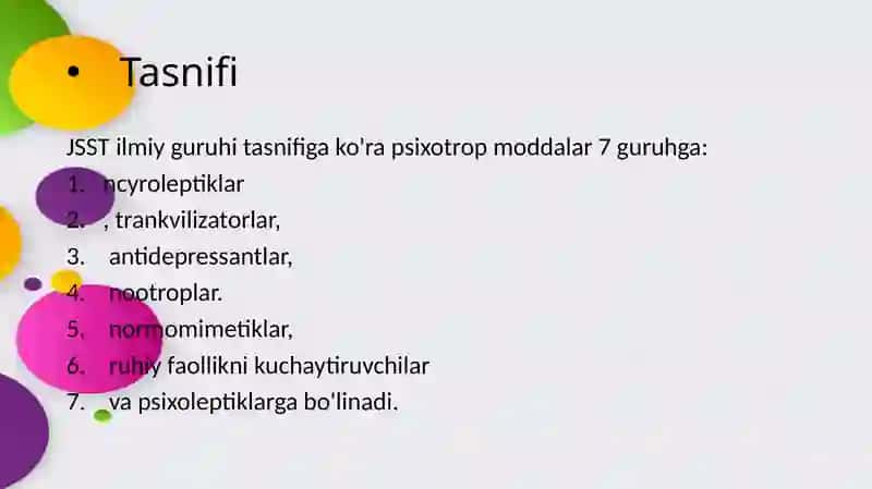 Psixotrop dori vositalarining klinik vafarmakologik tavsifi 2