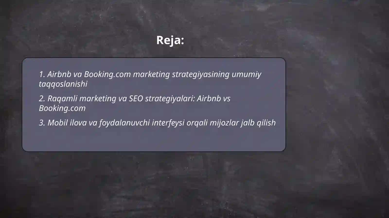 Airbnb va Booking.com marketing strategiyasini o'rganish 2