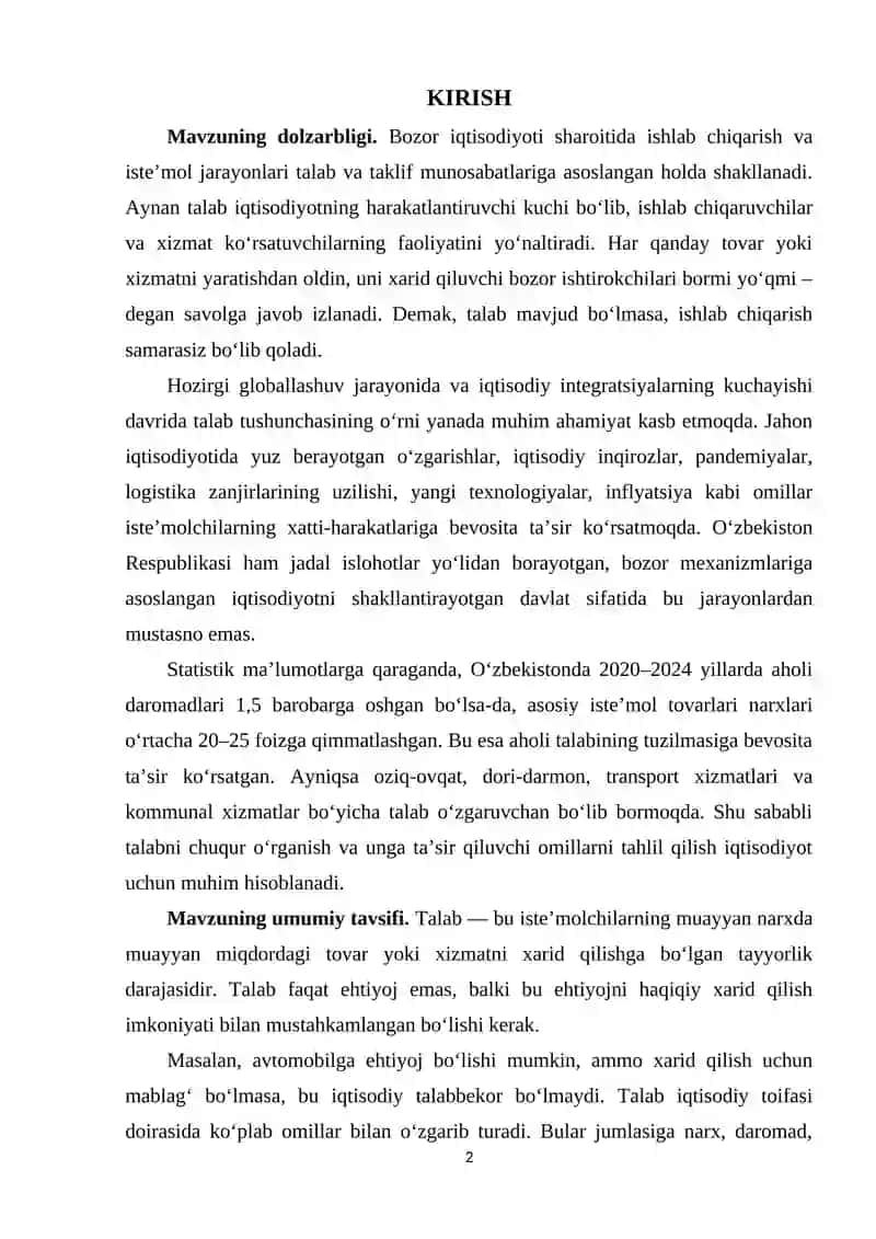 Talab tushunchasi, talab miqdoriga ta’sir qiluvchi omillar 2